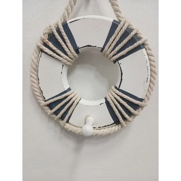 Wood Life Preserver Coastal Nautical Wall Hanging Towel Hook Mayrich Company - Picture 2 of 6